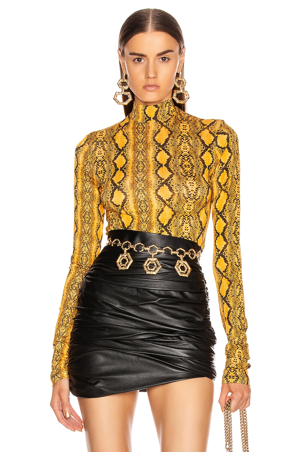 Image 1 of The Andamane Beth Turtleneck Top in Yellow Snake