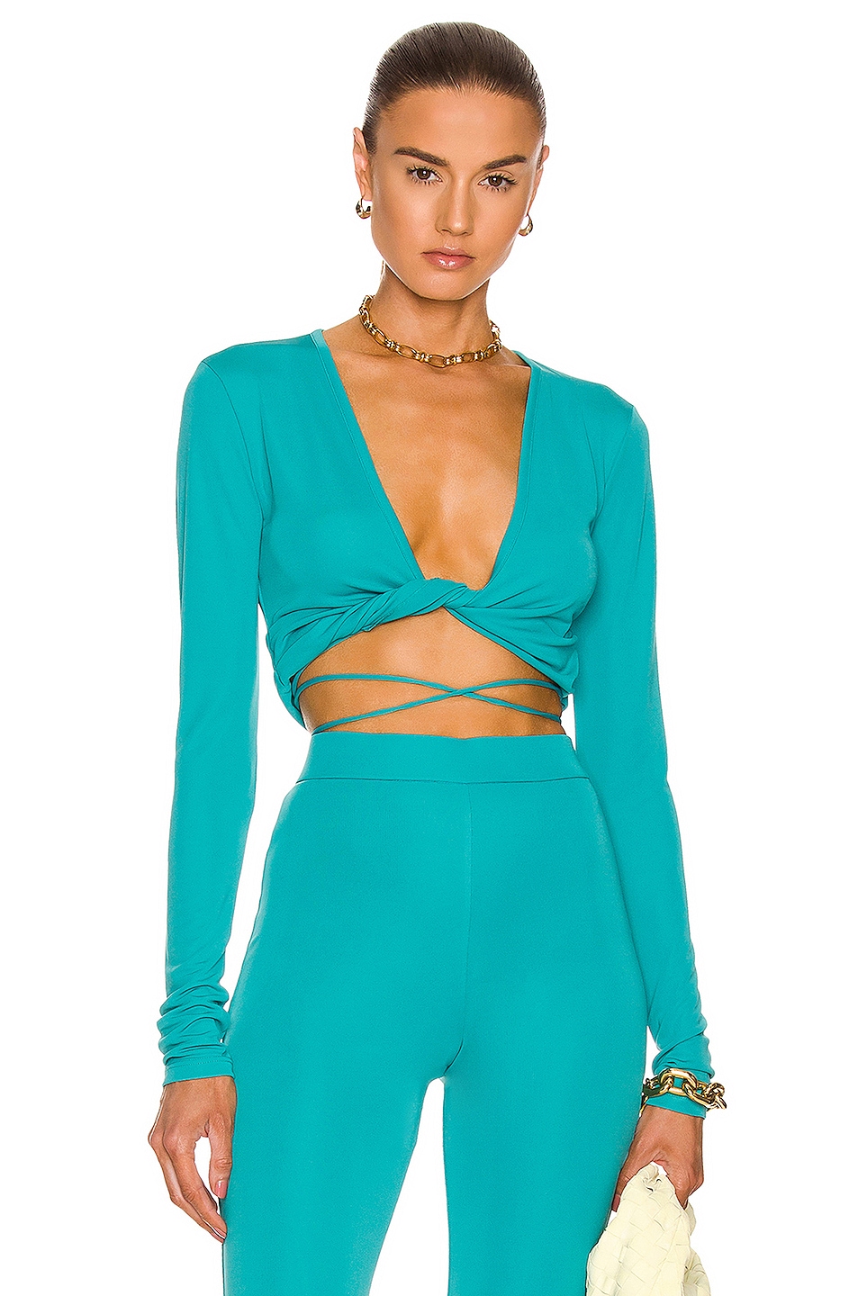 Image 1 of The Andamane Judy Wrap Top in Turquoise