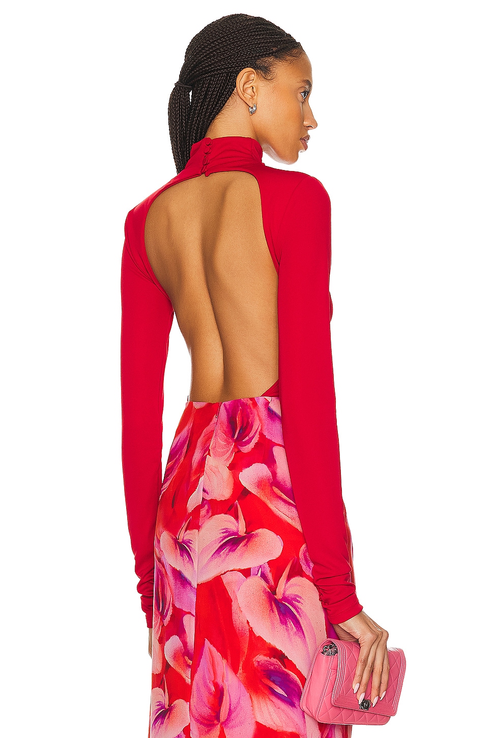 Image 1 of The Andamane Parker Open Back Bodysuit in Red
