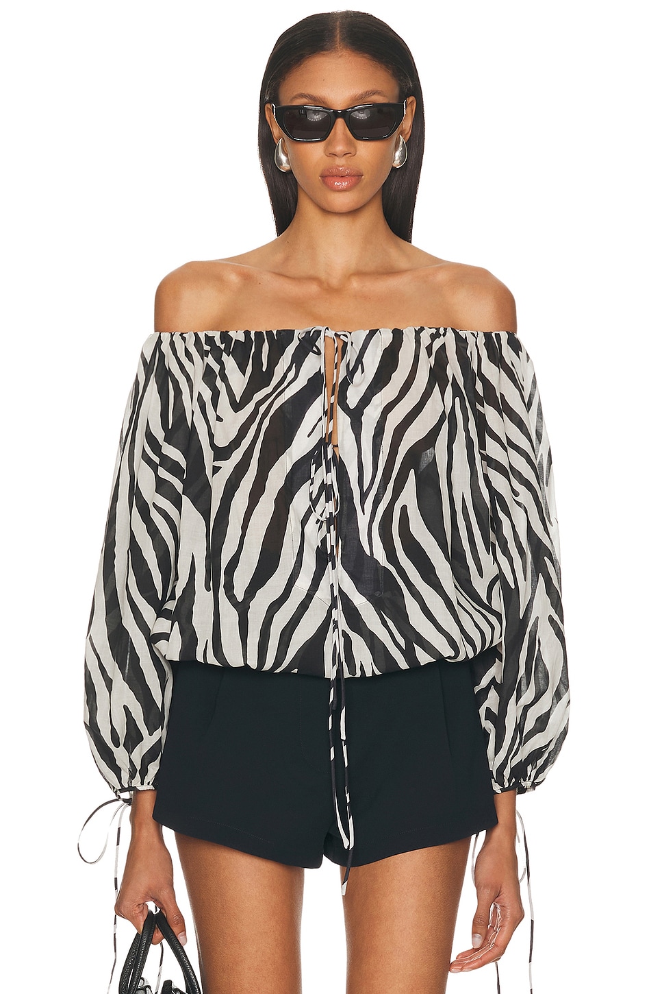 Image 1 of The Andamane Wilma Long Sleeve Top in Zebra White