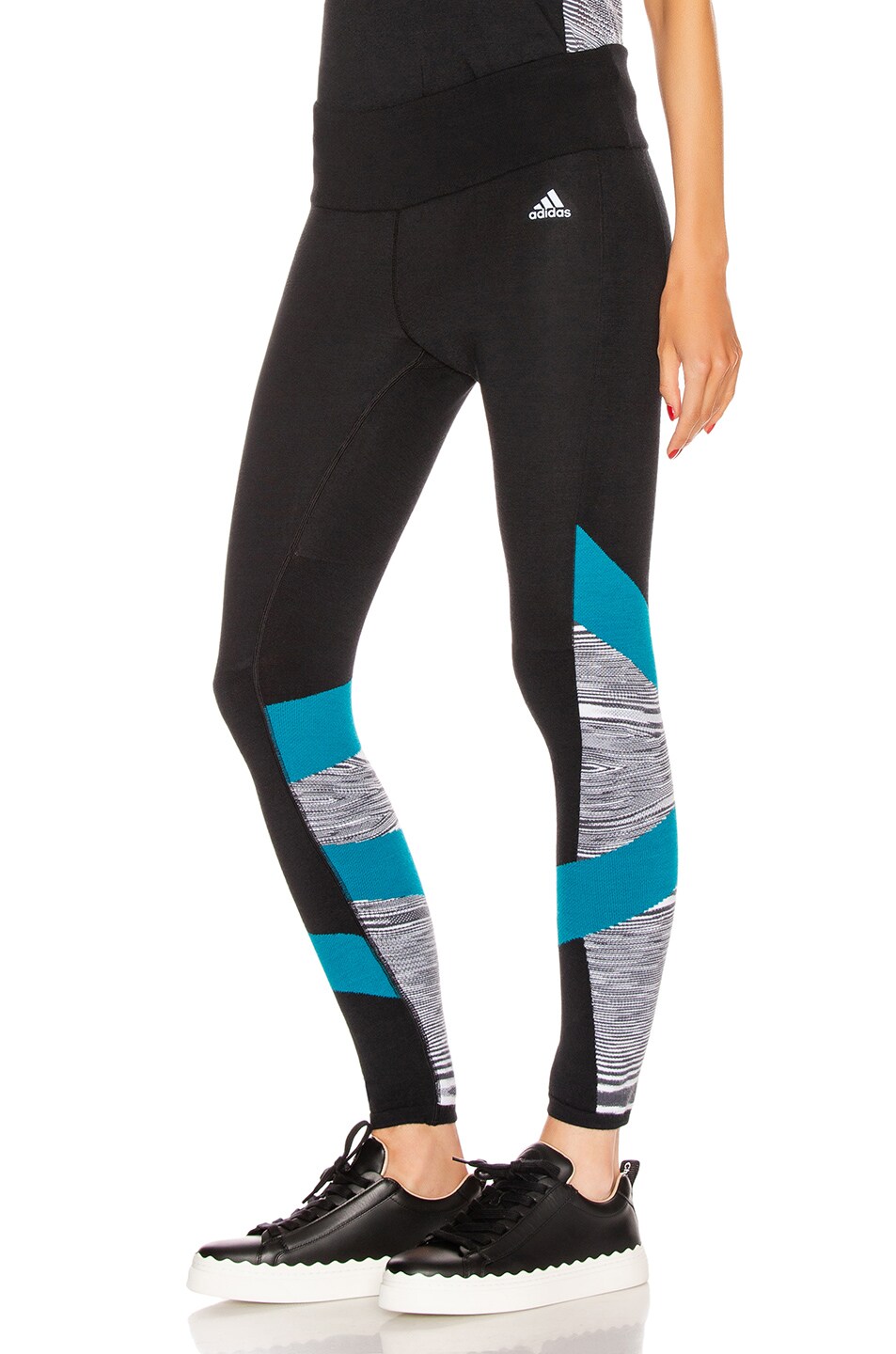Image 1 of adidas by MISSONI Howwedo Tight in Black & Active Teal & White