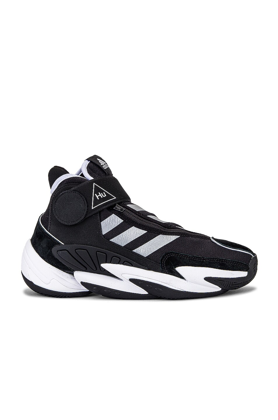 Image 1 of adidas x Pharrell Williams BBall Sneaker in FTW Black & Silver