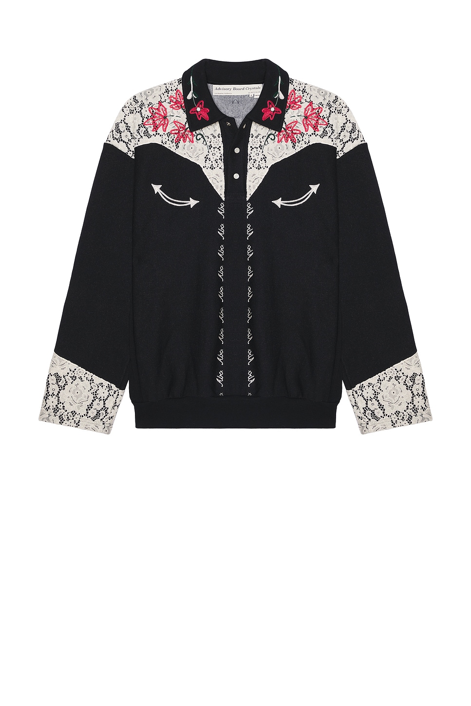 Western Shirt Style Collared Crew in Black