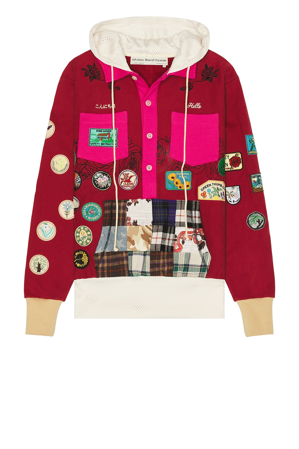 Rose Patch Gardener Hooded Sweatshirt in Red