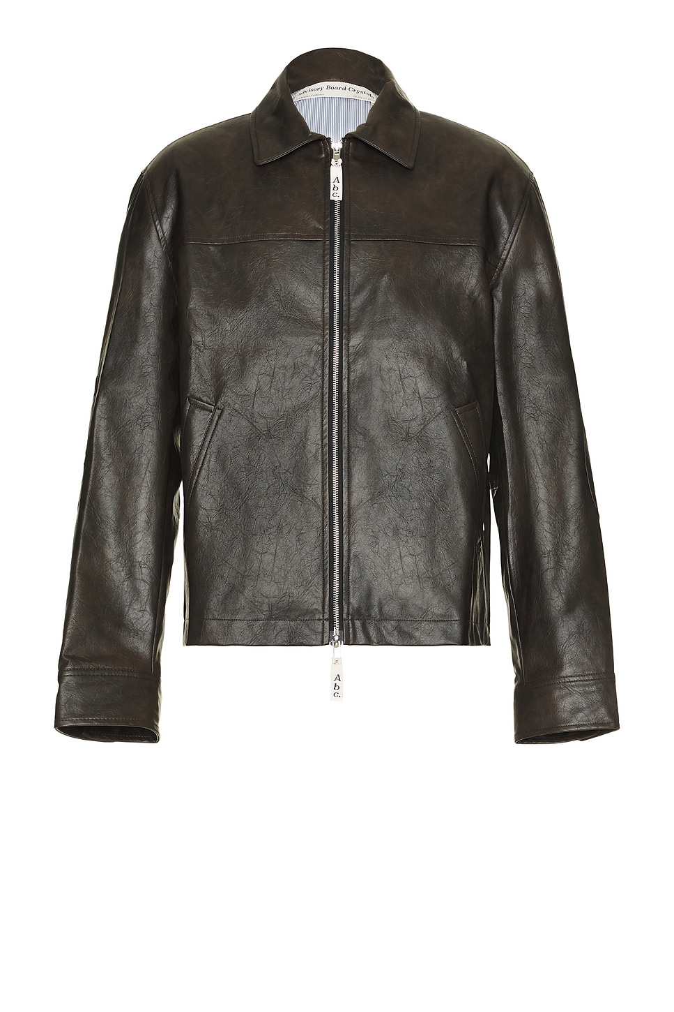 Aged Faux Leather Zip Jacket in Black