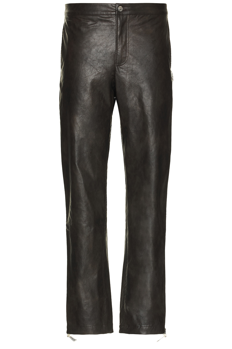 Aged Faux Leather Zip Pant in Black