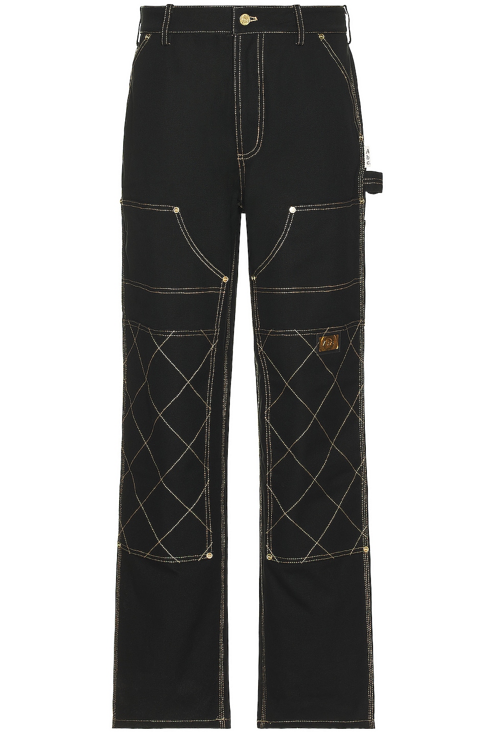 Image 1 of Advisory Board Crystals Diamond Stitch Double Knee Pant in Anthracite Black