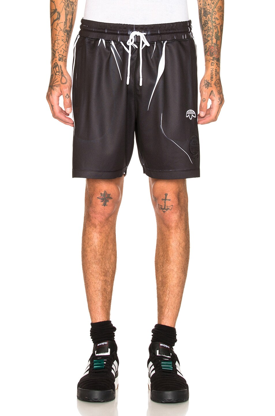 Image 1 of adidas by Alexander Wang Track Shorts in Black & White