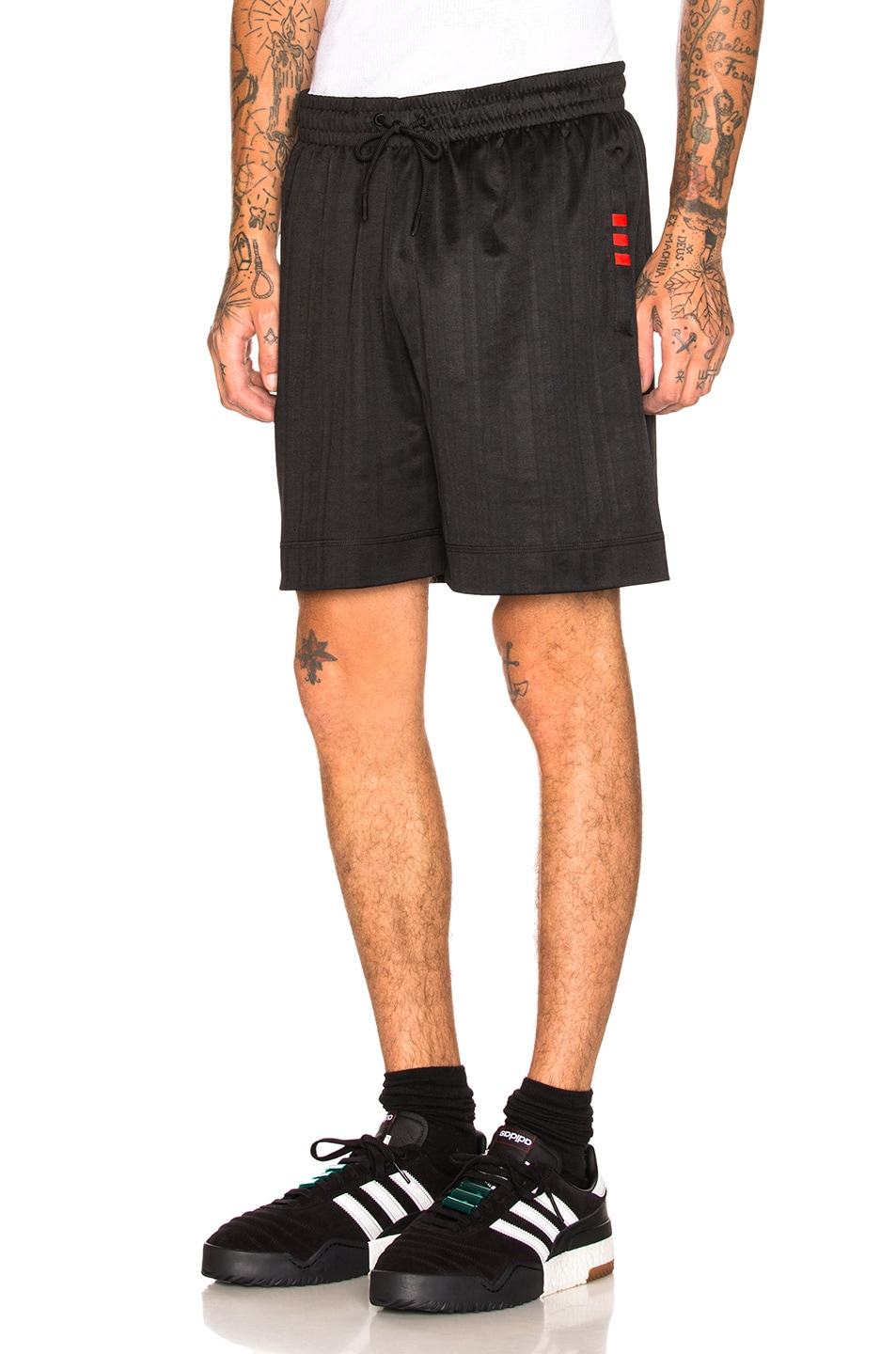 Image 1 of adidas by Alexander Wang Soccer Short in Black & Core Red