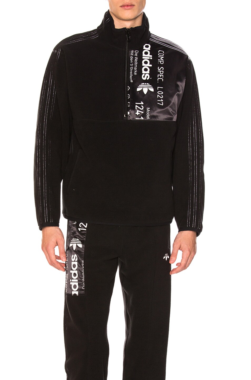 Image 1 of adidas by Alexander Wang Polar Zip Jacket in Black & Black