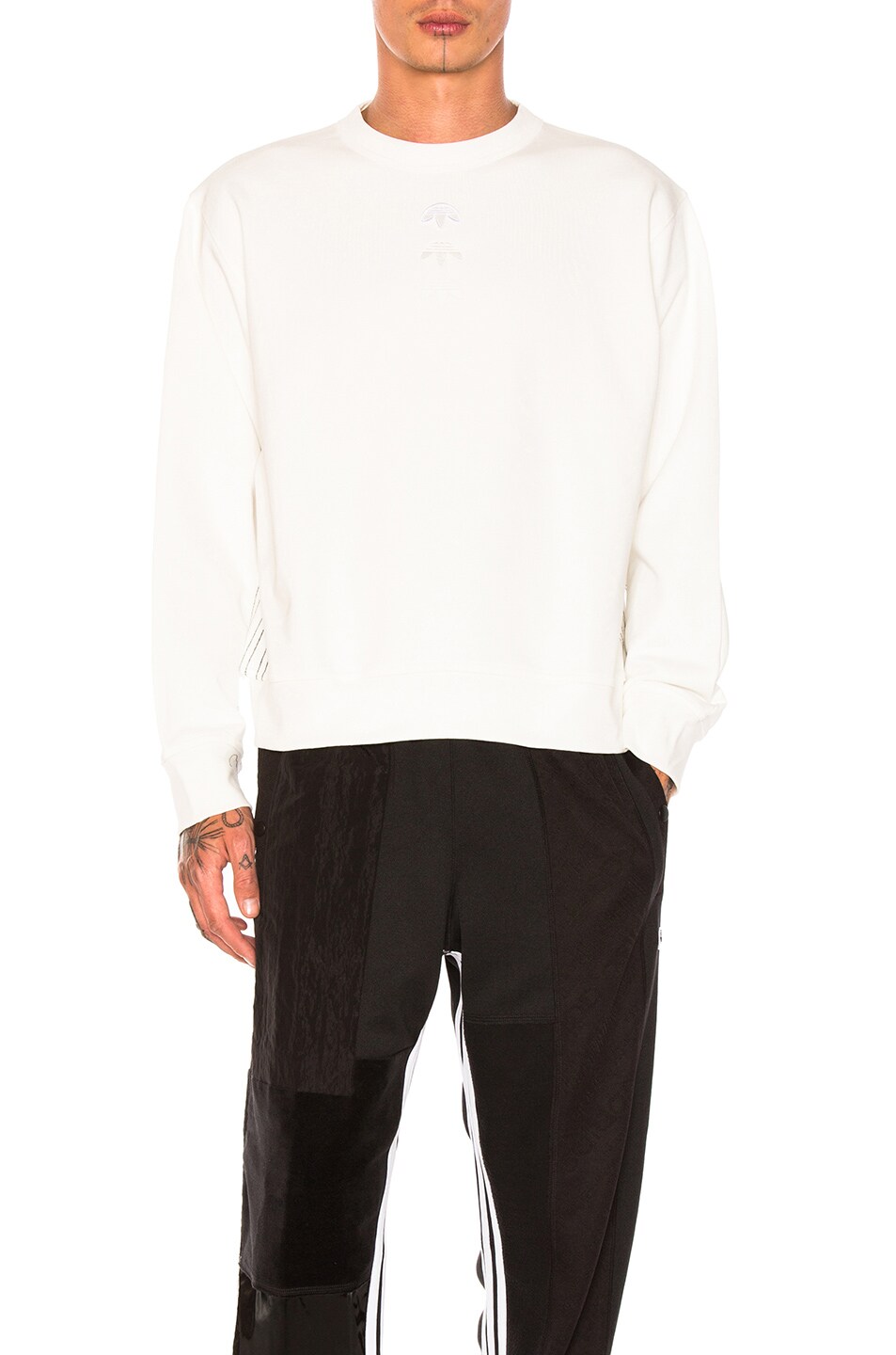 Image 1 of adidas by Alexander Wang Logo Crew in Core White
