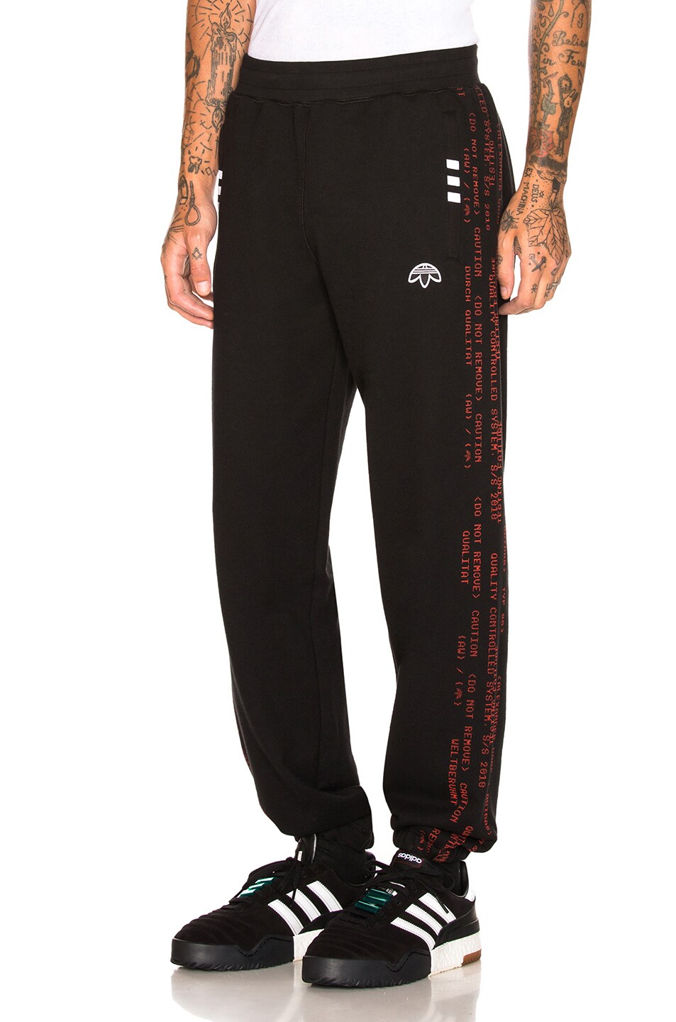 Image 1 of adidas by Alexander Wang Joggers in Black & Core Red