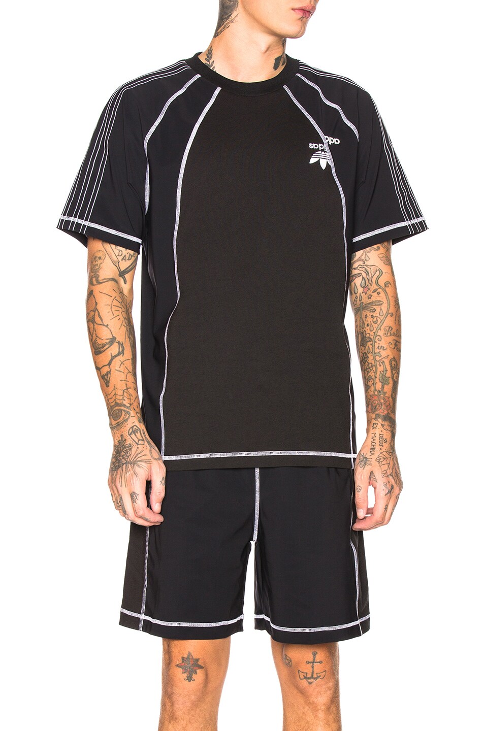 Image 1 of adidas by Alexander Wang Cut Up Tee in Black & White