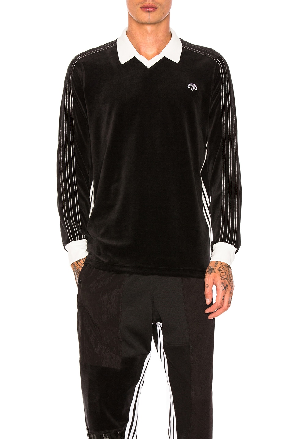 Image 1 of adidas by Alexander Wang Velour Long Sleeve in Black