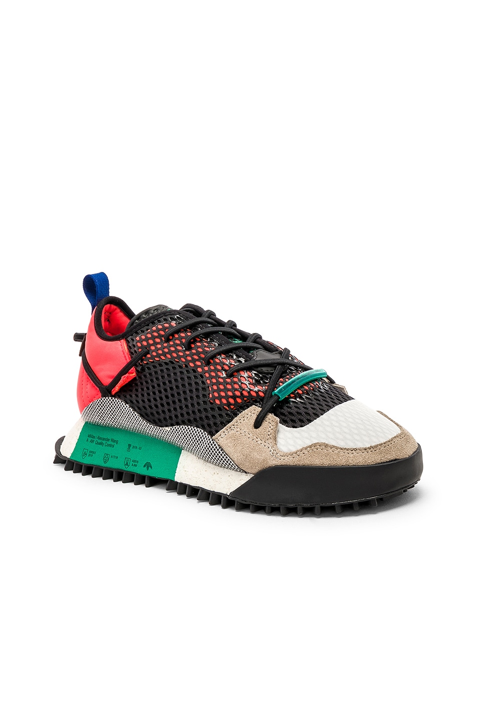 Image 1 of adidas by Alexander Wang Reissue Run in Solar Red & Core Black & Green
