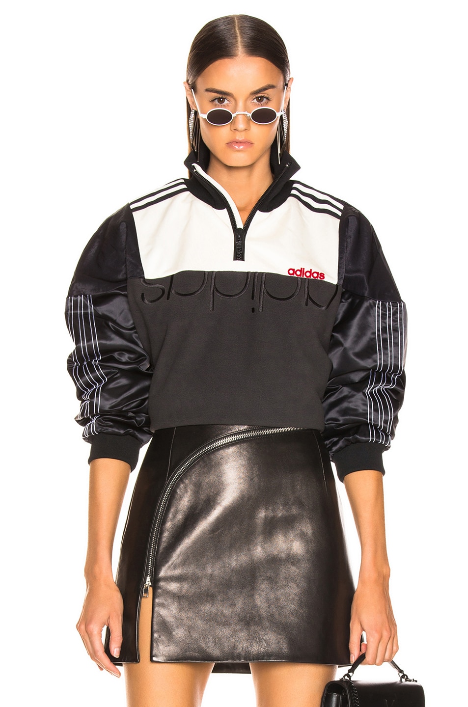 Image 1 of adidas by Alexander Wang Disjoin Pullover Sweater in Utility Black, Cream White, Power Red