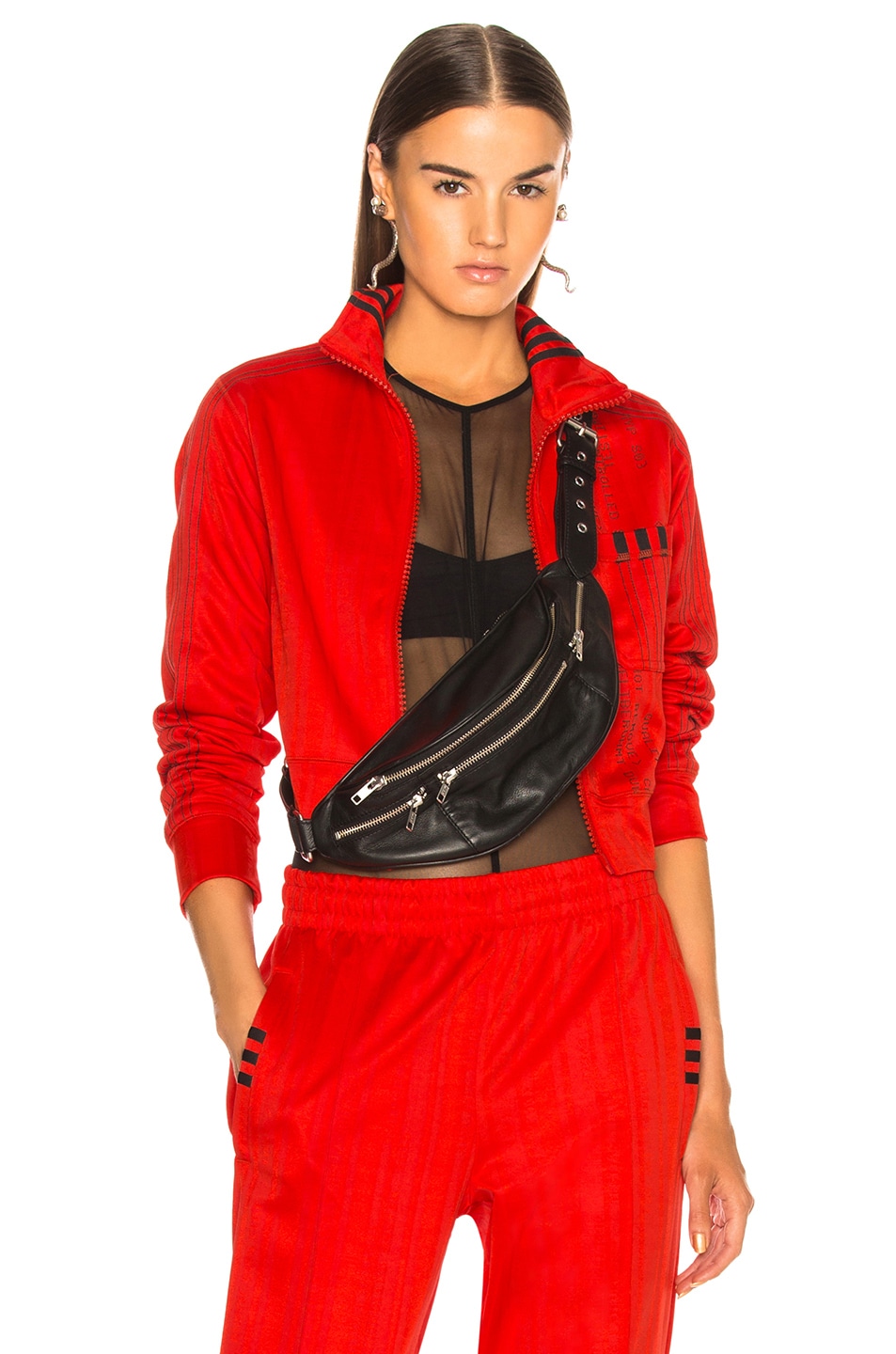 Image 1 of adidas by Alexander Wang Crop Track Jacket in Core Red & Black