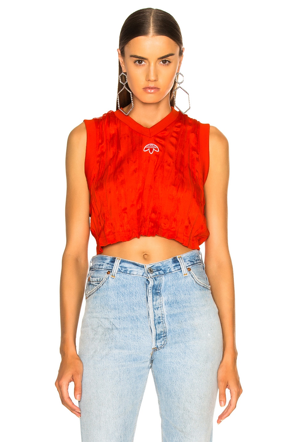 Image 1 of adidas by Alexander Wang Jersey Crop Top in Borang & White
