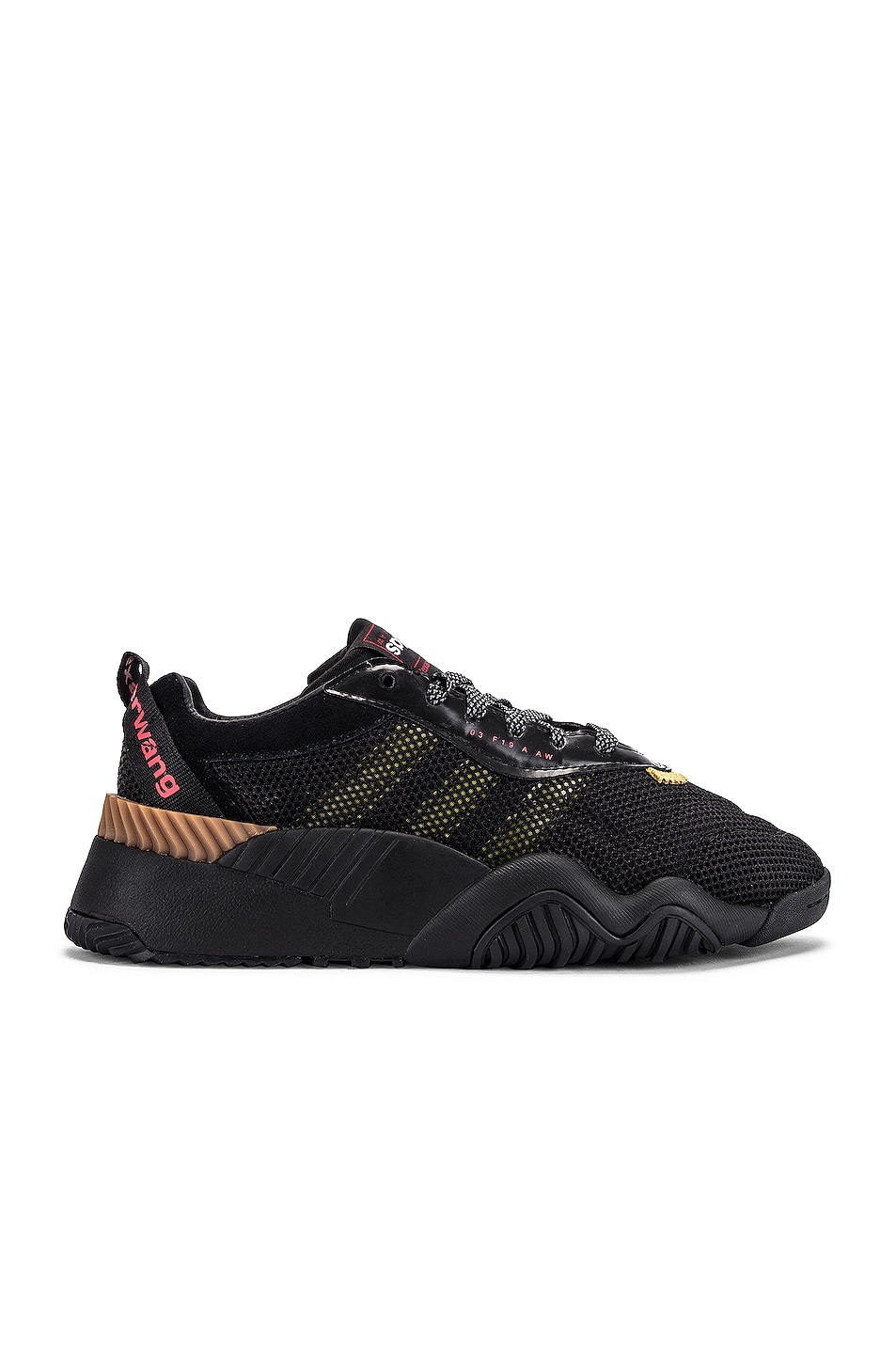 Image 1 of adidas by Alexander Wang AW Turnout Trainer Sneaker in Core Black, Yellow & Light Brown
