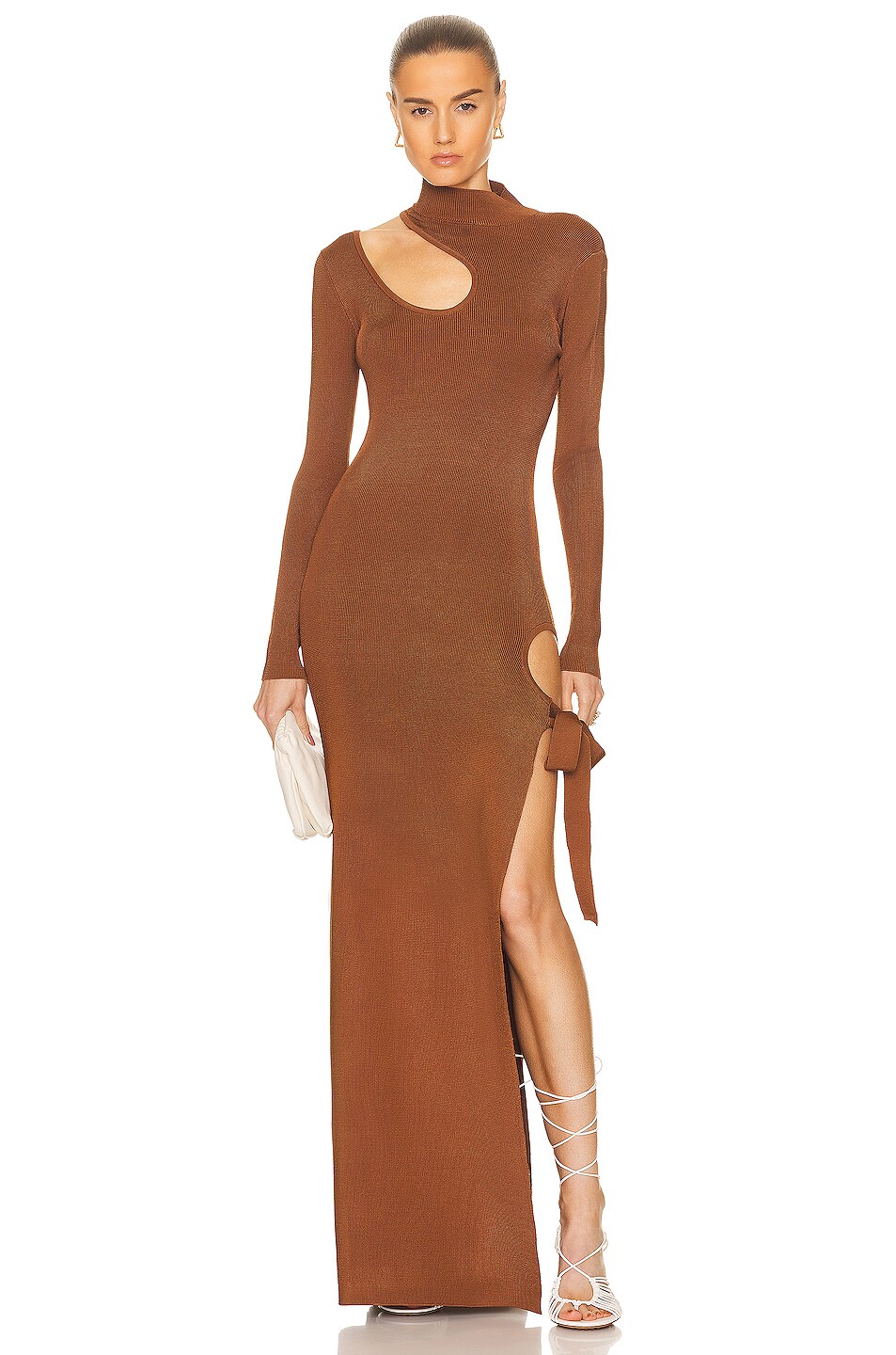 Image 1 of Auteur Aria Rib Cut Out Dress in Chocolate