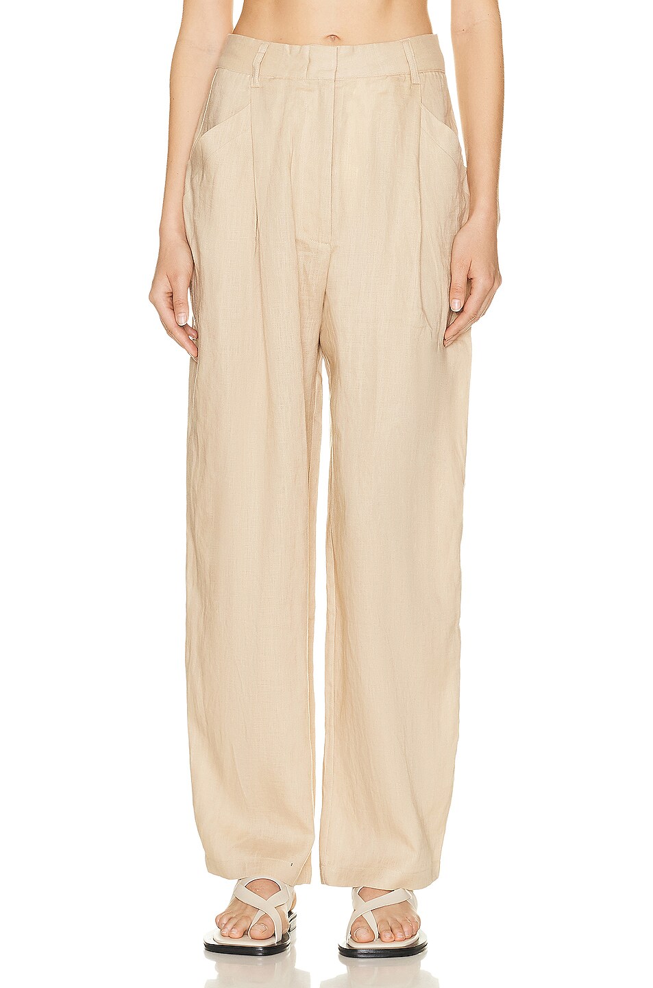 Image 1 of AEXAE Linen High-rise Trouser in Beige