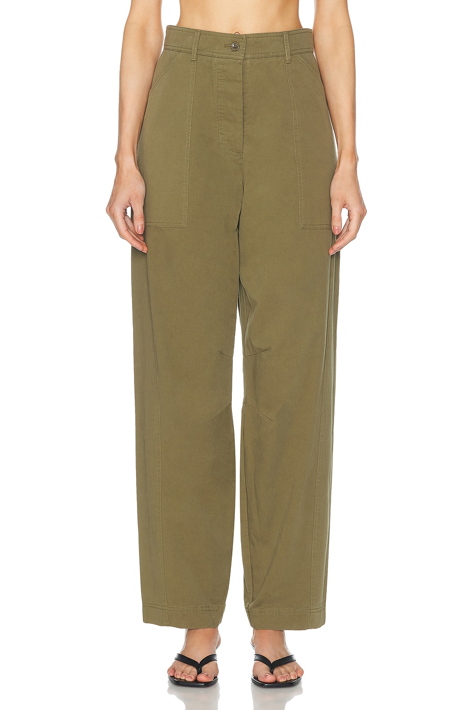 Image 1 of AEXAE Cargo Straight Leg Trouser in Army Green