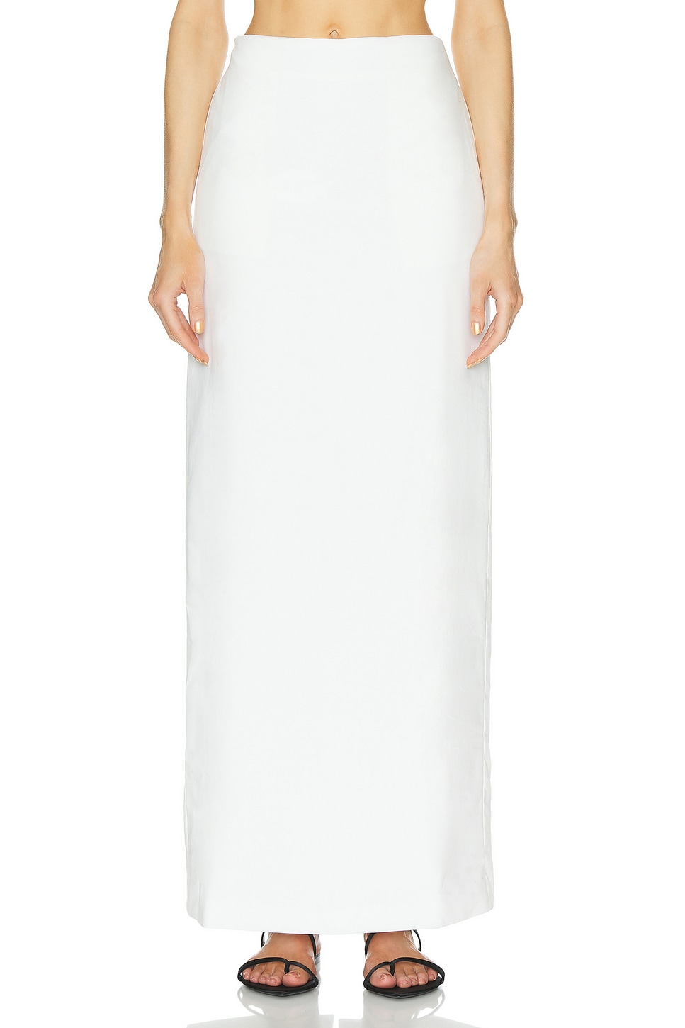 Image 1 of AEXAE Linen Column Maxi Skirt in White