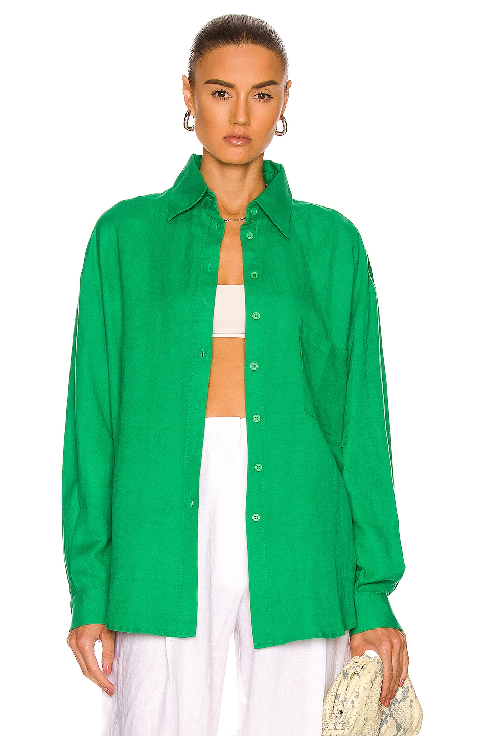 Image 1 of AEXAE Linen Shirt in Green