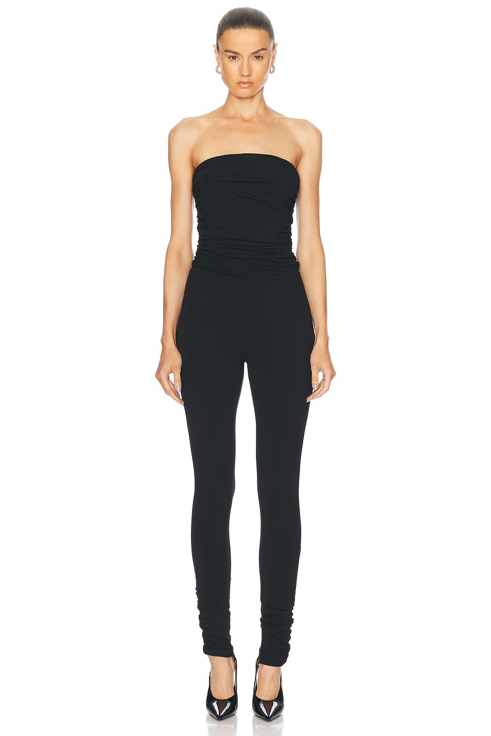 Ruched Bandeau Jumpsuit in Black