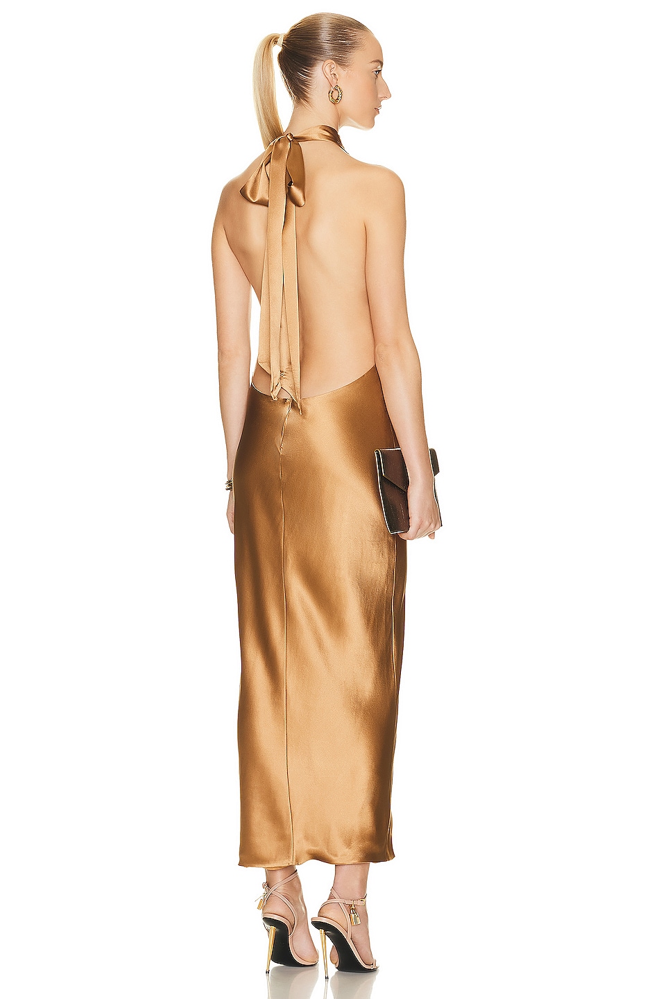Image 1 of AEXAE Silk Maxi Dress in Light Brown