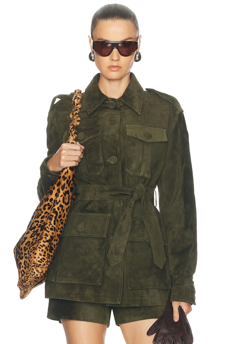 AEXAE Lamb Leather Suede Mid Jacket