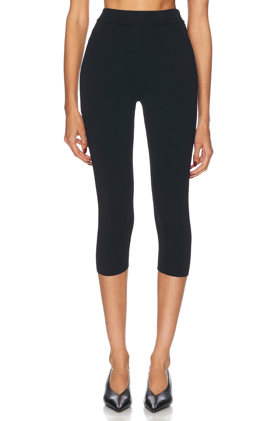 Technical Knit Stretch Capri in Black