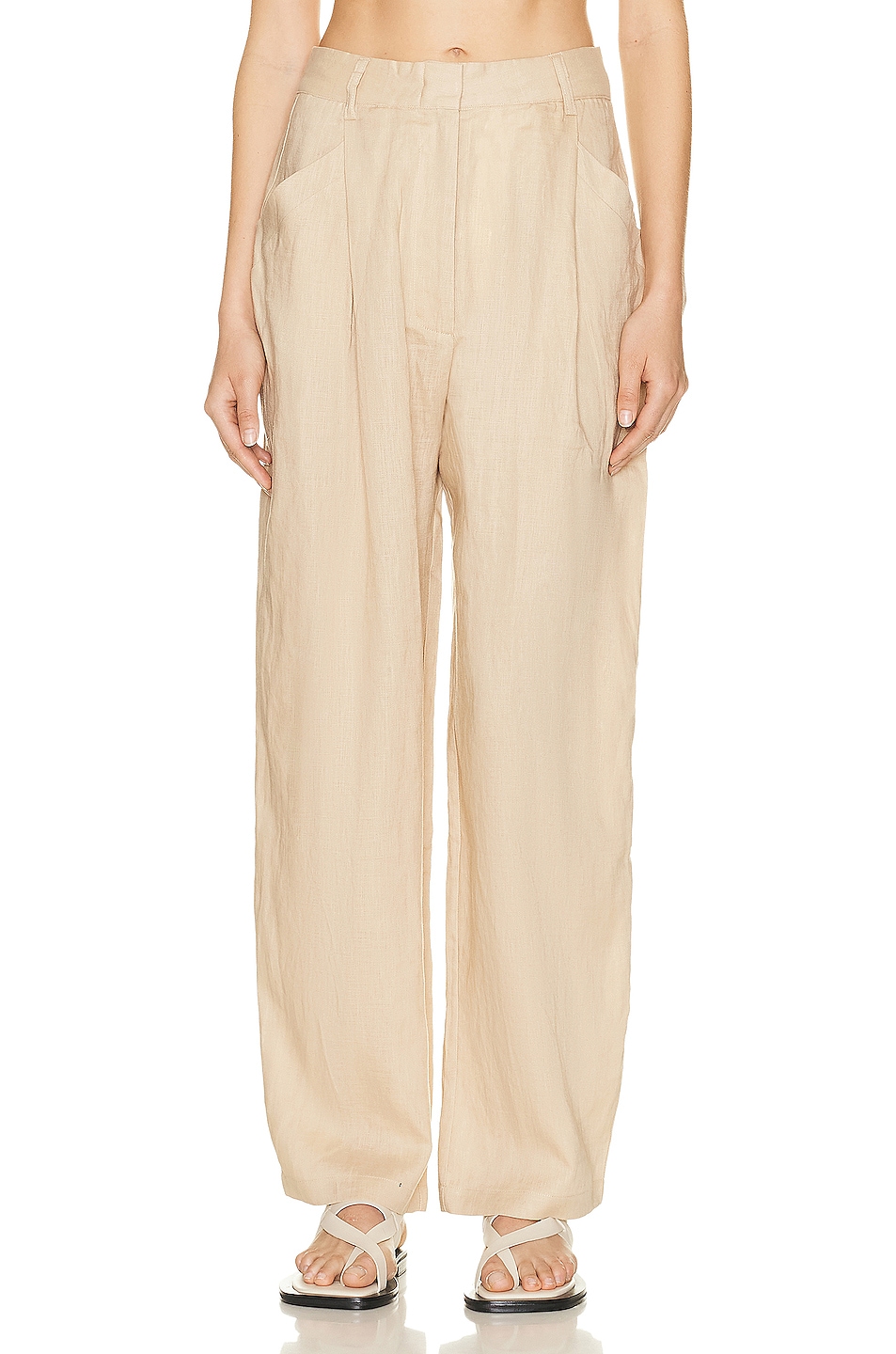 Linen Highrise Trousers in Beige