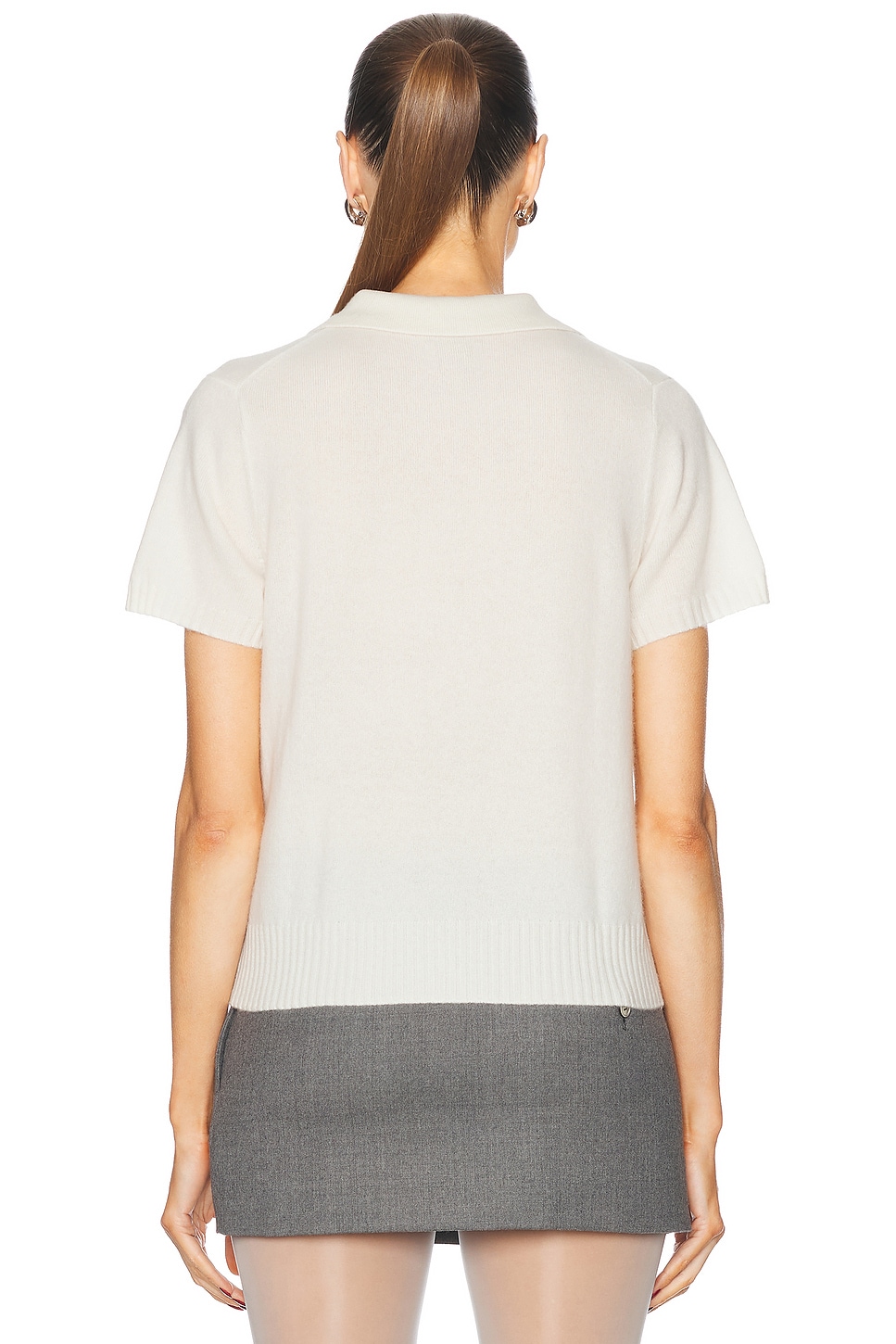 Aexae Cashmere T Shirt Polo Top In Bone Fwrd