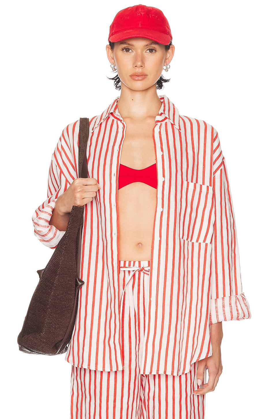 Linen Woven Shirt in Red