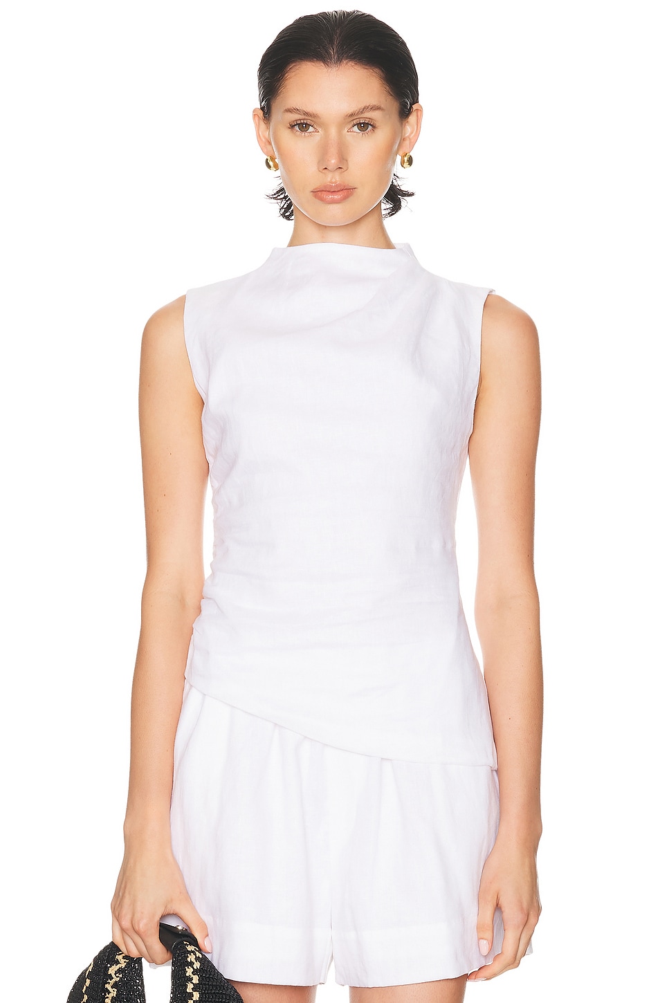 Image 1 of AEXAE Linen Ruched Top in White