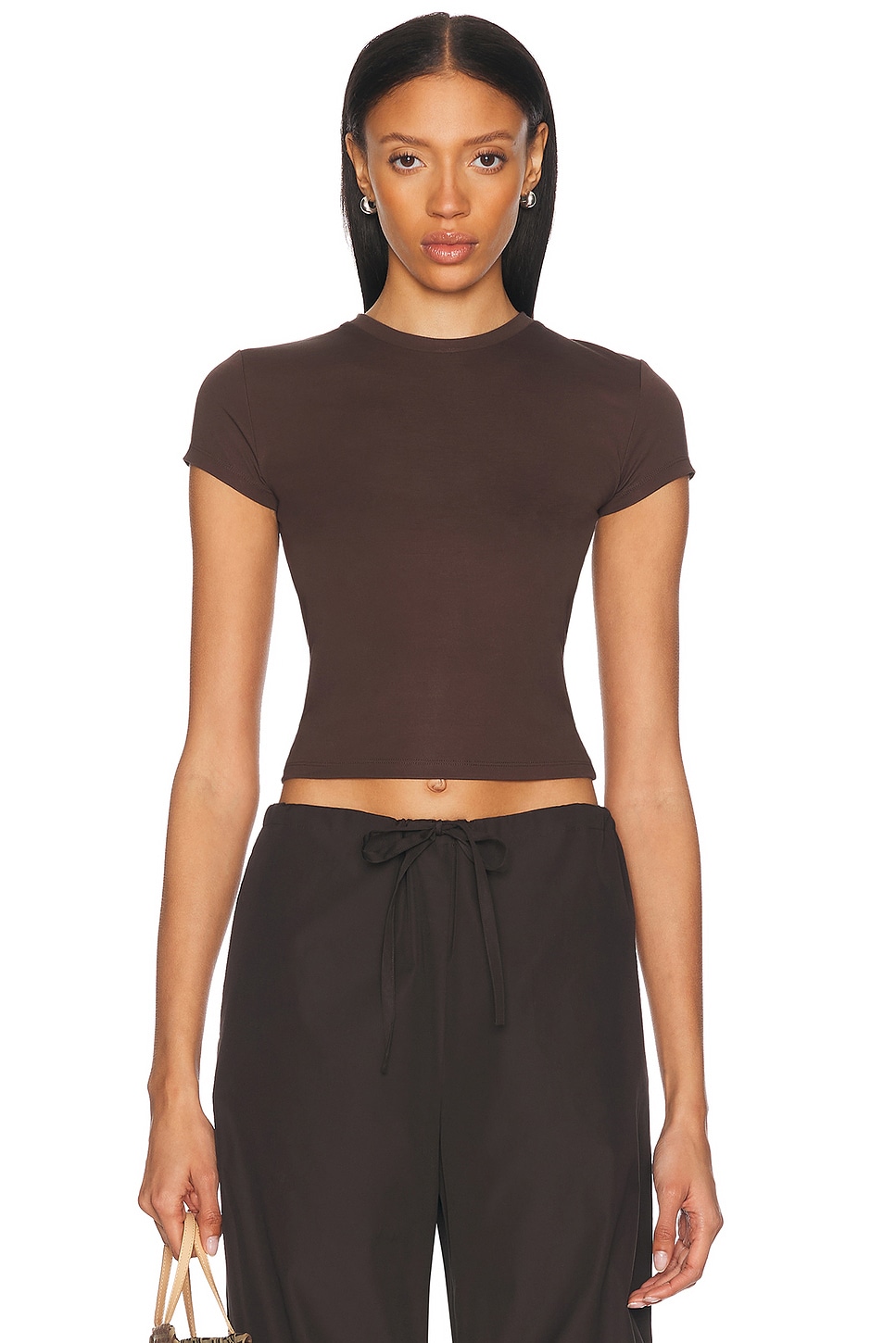 Crew Neck Tee in Chocolate