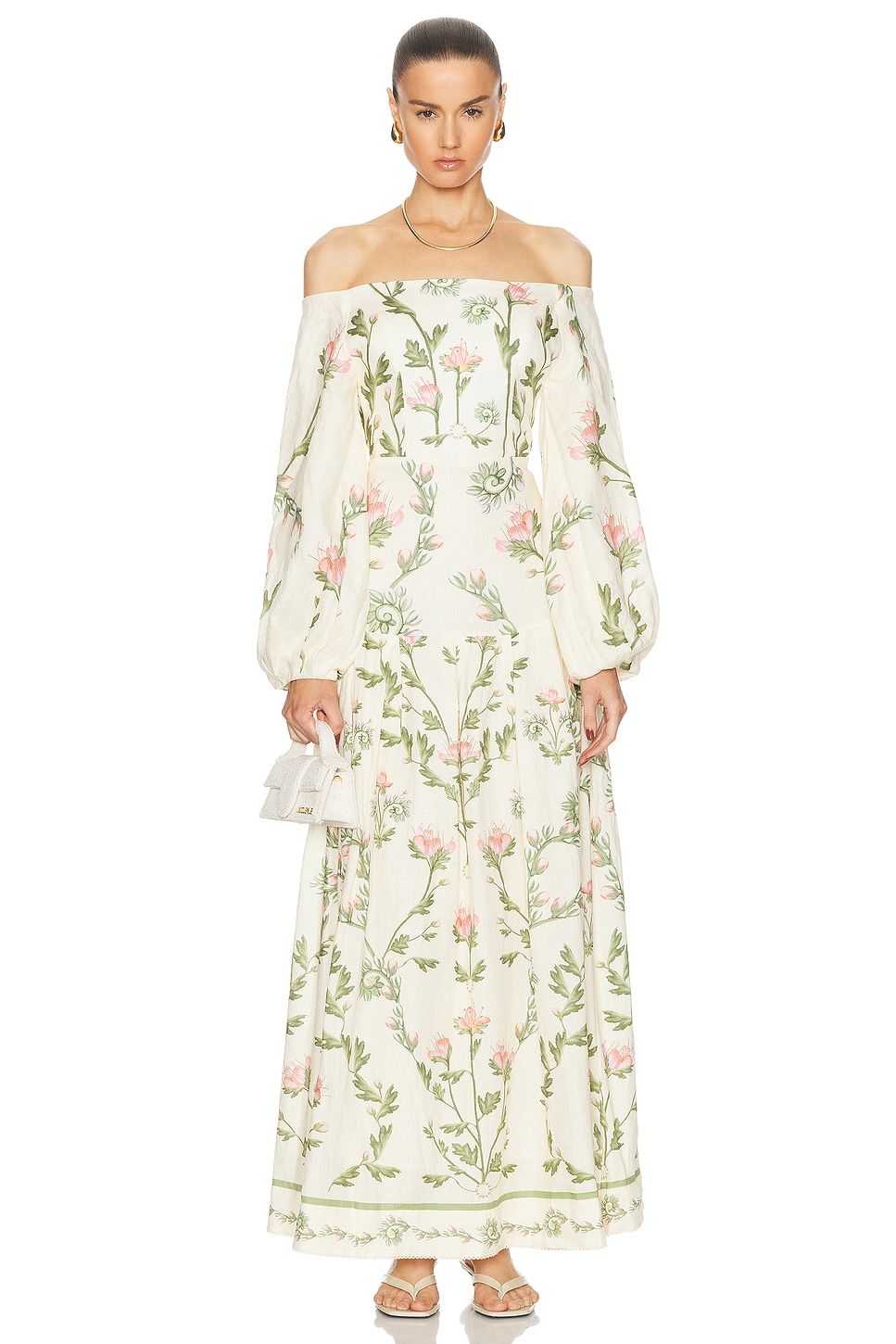 Image 1 of Agua by Agua Bendita Senlis Maxi Dress in Ivory, Green, & Pink