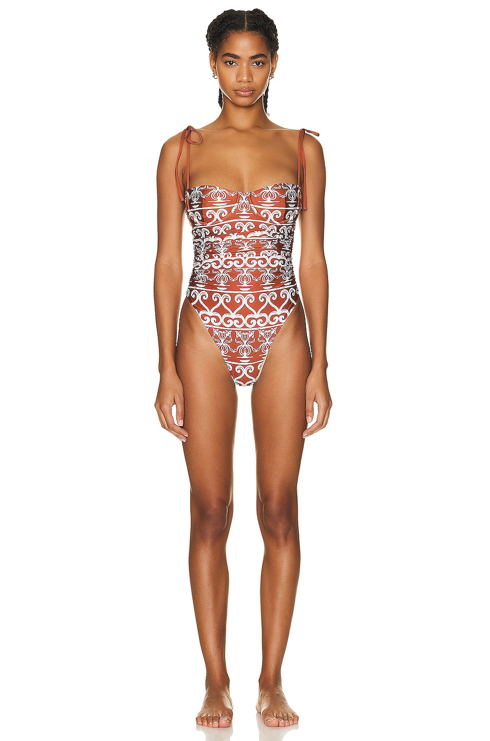 Image 1 of Agua by Agua Bendita R?bano One Piece Swimsuit in Terracotta