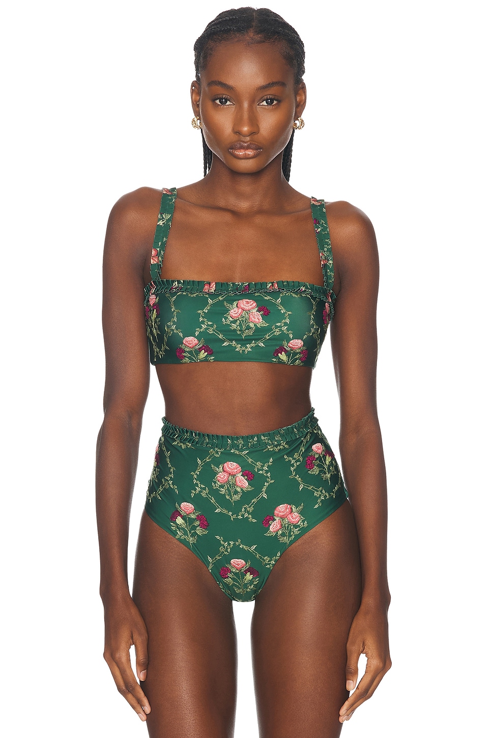 Image 1 of Agua by Agua Bendita Olmo Bikini Top in Green Memoria