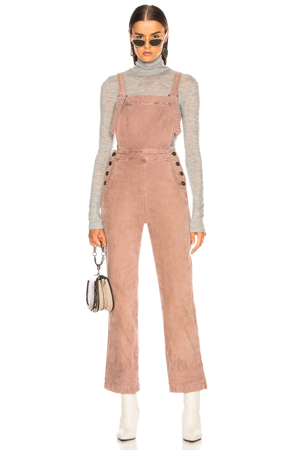 Image 1 of AG Jeans Gwendolyn Overalls in Sulfur Pale Wisteria