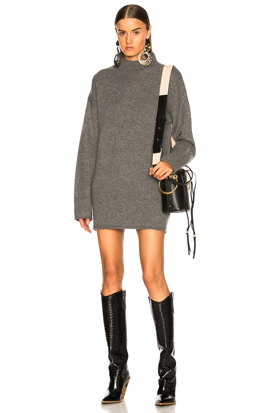 Image 1 of AG Jeans Amity Funnel Sweater Dress in Heather Grey