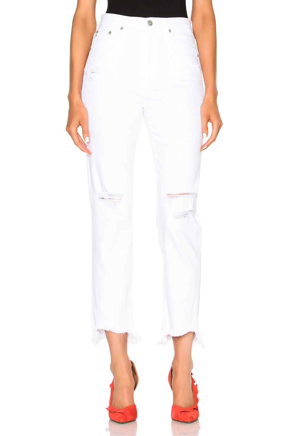Image 1 of AG Jeans Phoebe Straight in 5 Years White Frayed