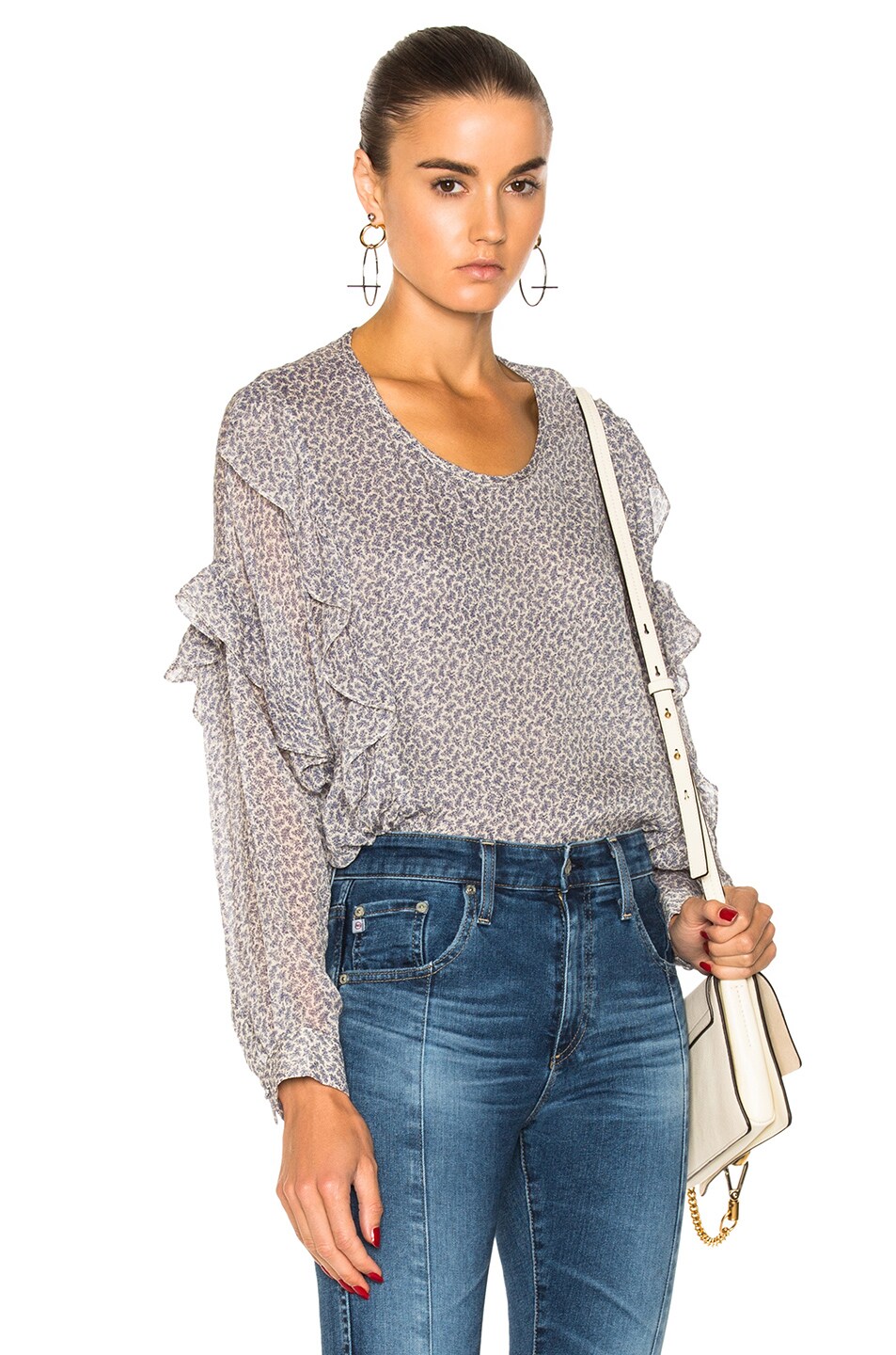 Image 1 of AG Jeans Bijou Blouse in Soft Indigo & Dayglow