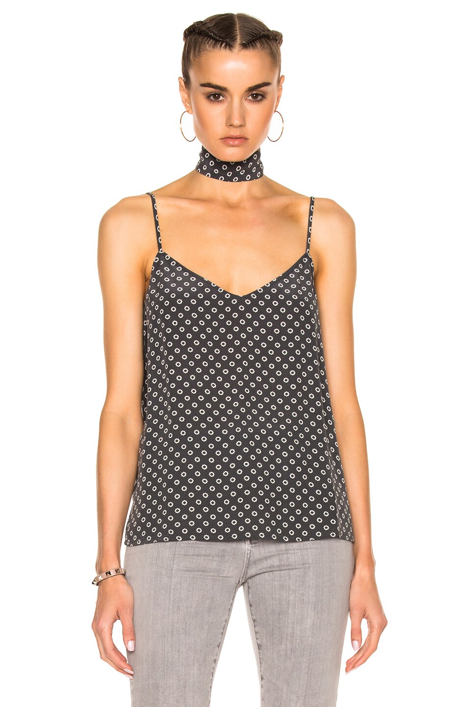 Image 1 of AG Jeans Lisette Tank with Scarf in Ivory & Storm Gray