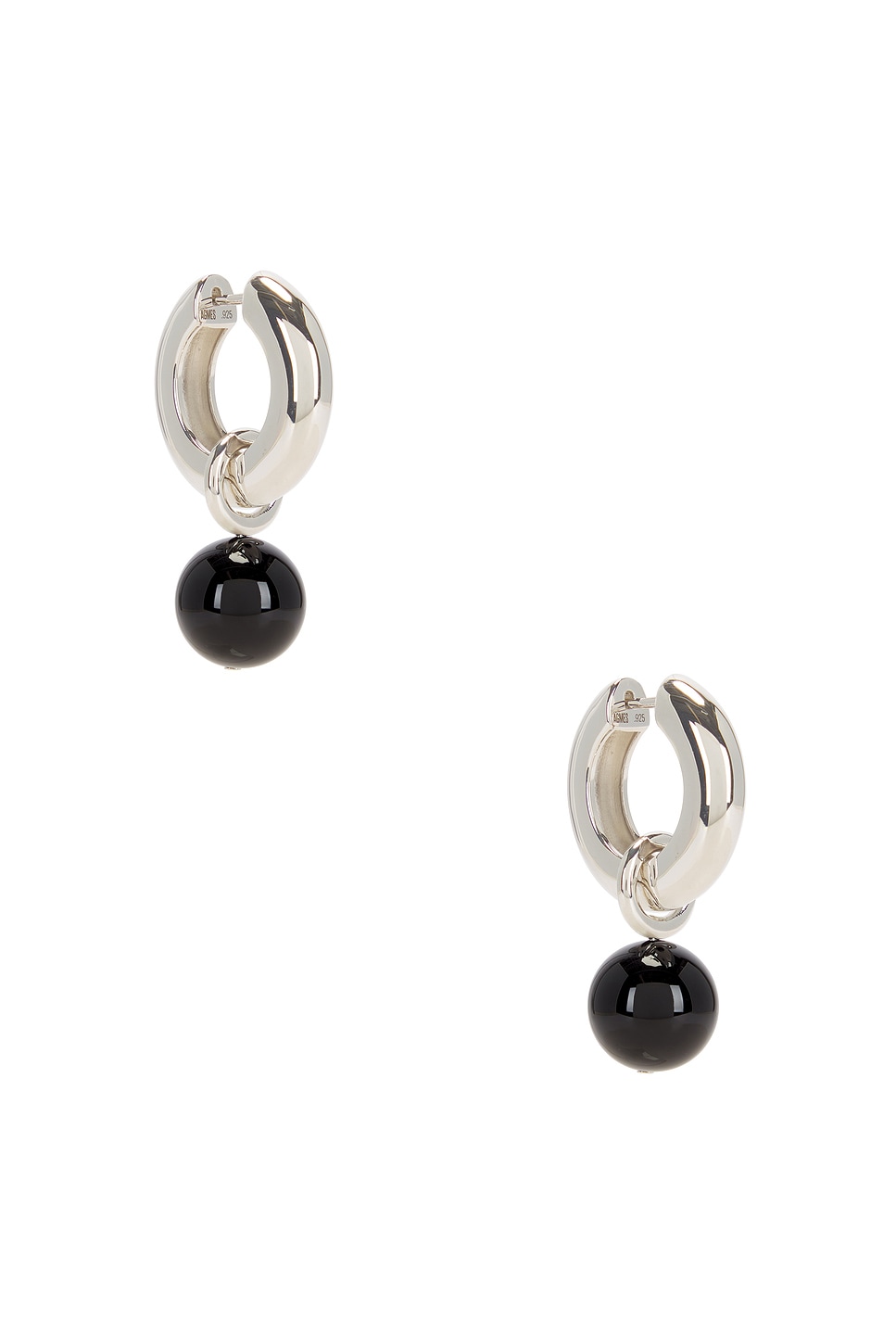 Agmes Sonia Earrings In Sterling Silver & Onyx