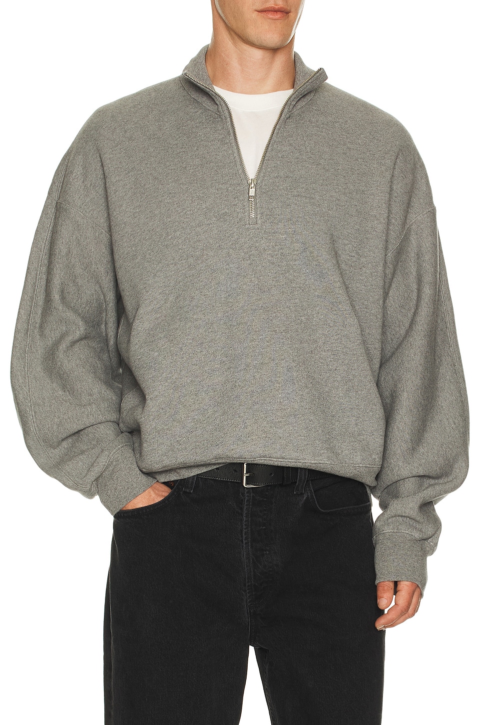 Image 1 of AGOLDE Idris Quarter Zip Sweater in Grey Heather