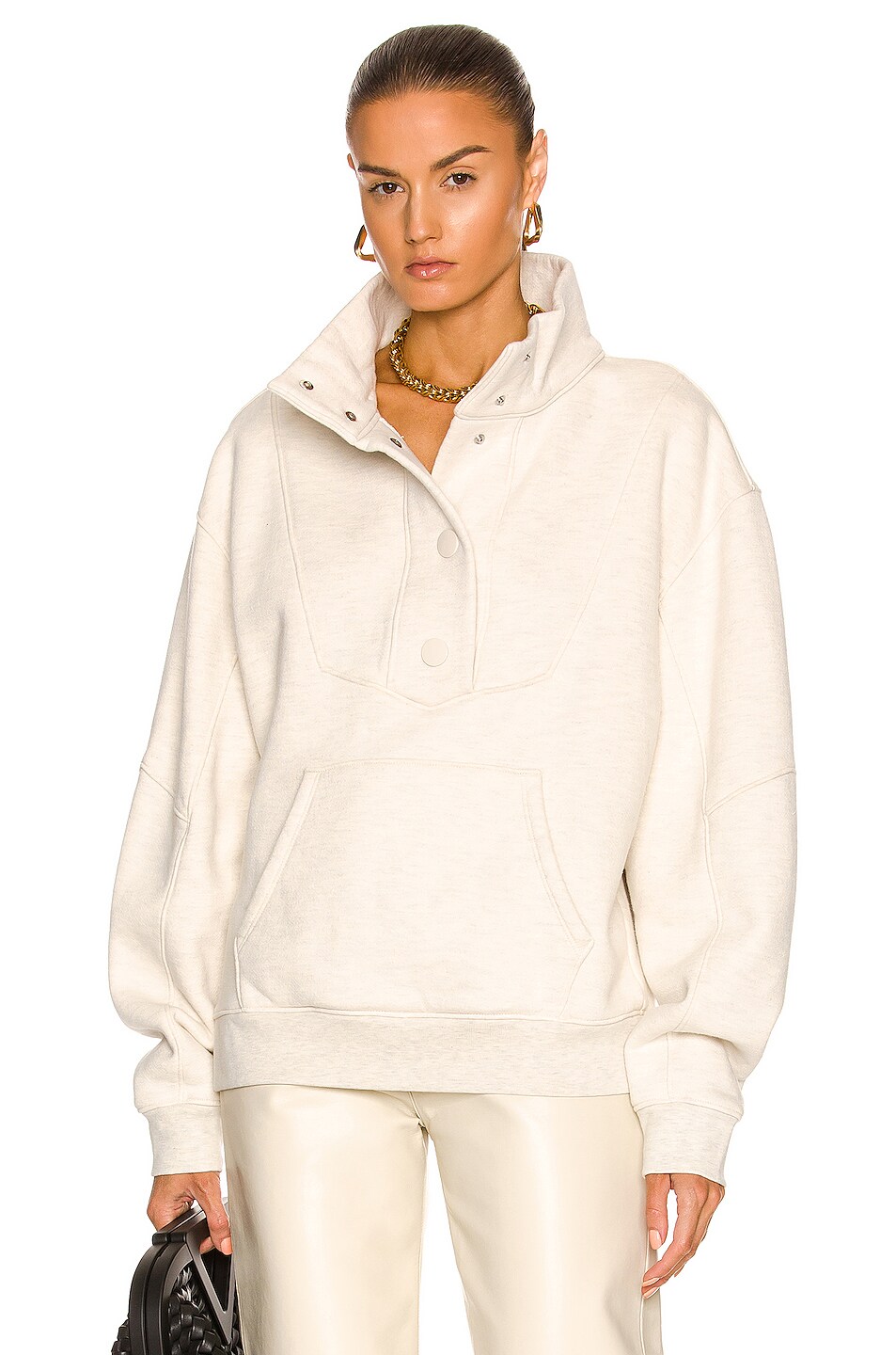 Image 1 of AGOLDE Funnel Neck Pullover Sweatshirt in Oatmeal Heather