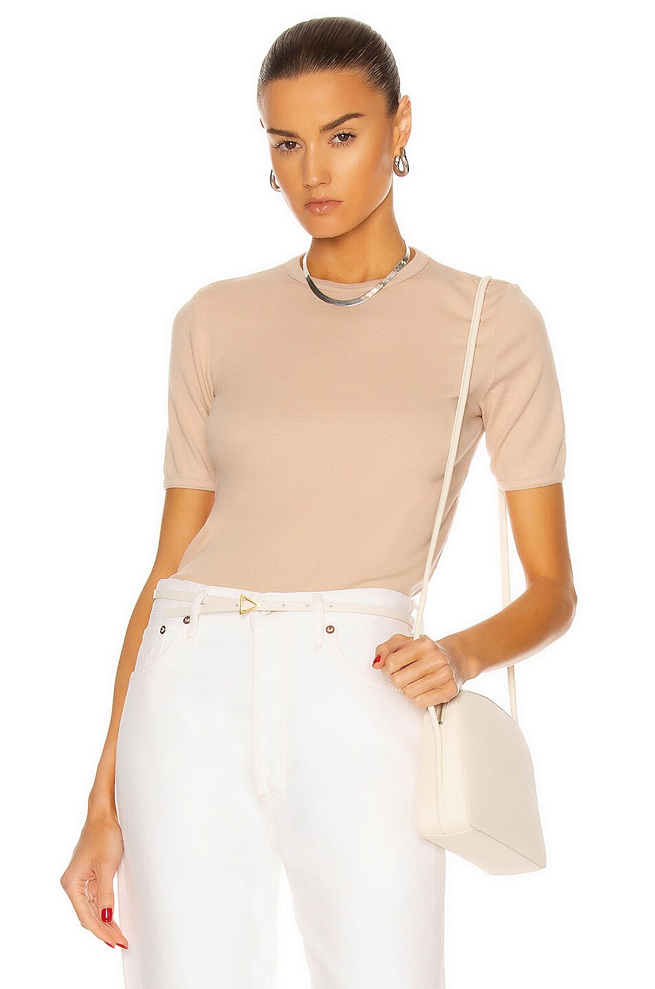 Image 1 of AGOLDE Relaxed Rib Tee in Nude