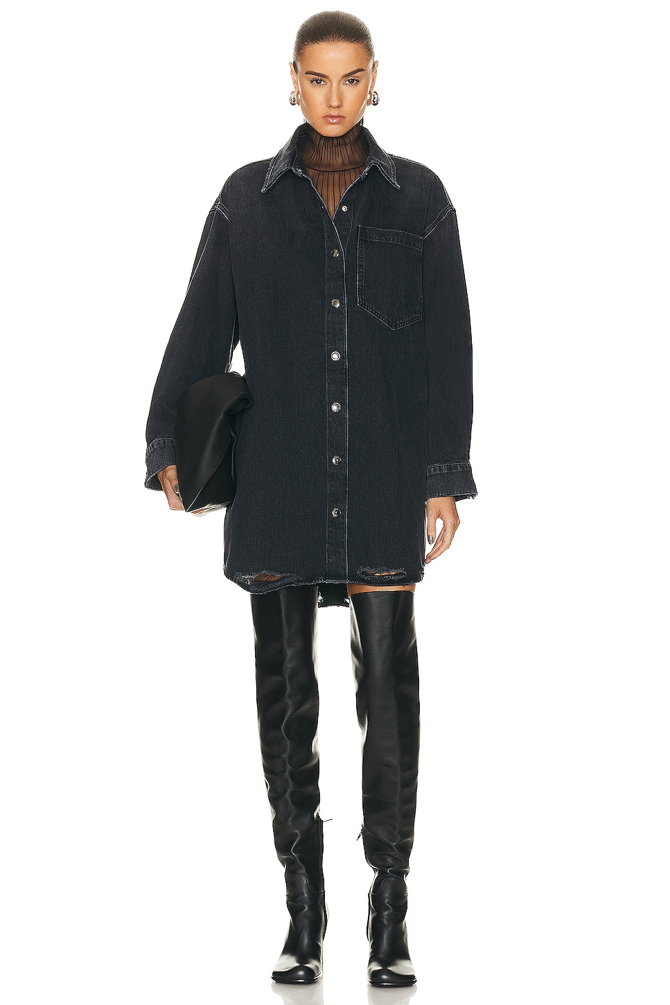 Image 1 of AGOLDE Mazie Denim Shirt Dress in Disappear